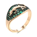 Rose Gold Green Zircon Lizard Cocktail Ring