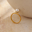 Pavé Band Pearl Stacking Ring - SEIYI