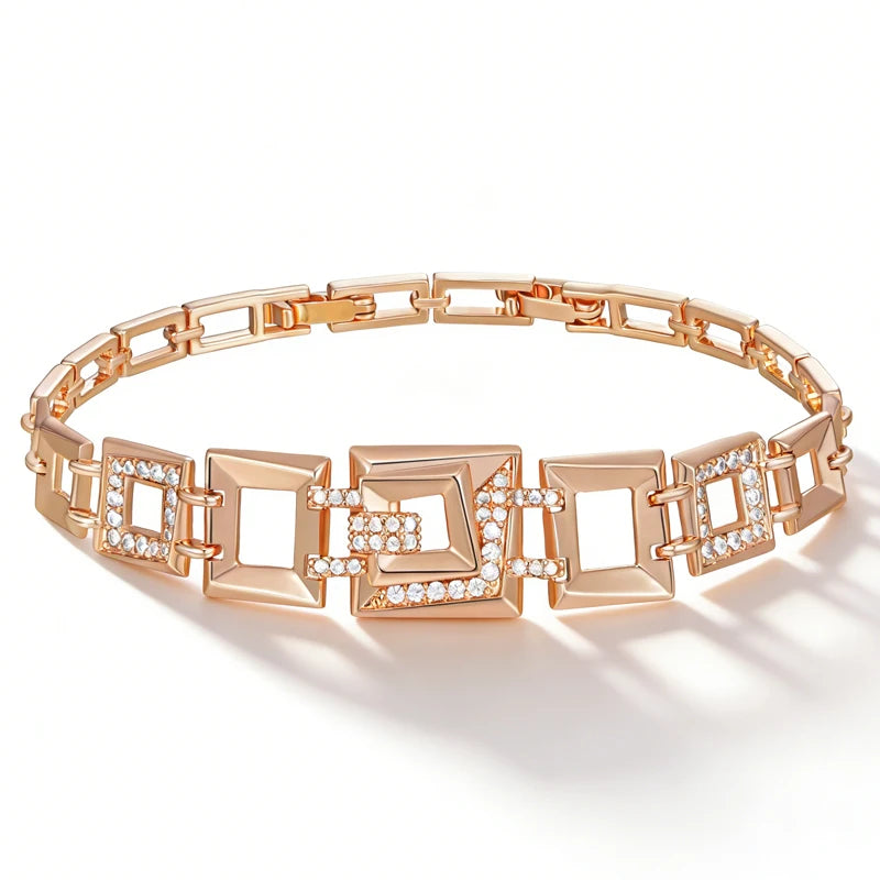 Geometric Zircon Link Statement Bracelet - SEIYI