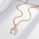 Ornate Horseshoe Zircon Pendant Necklace