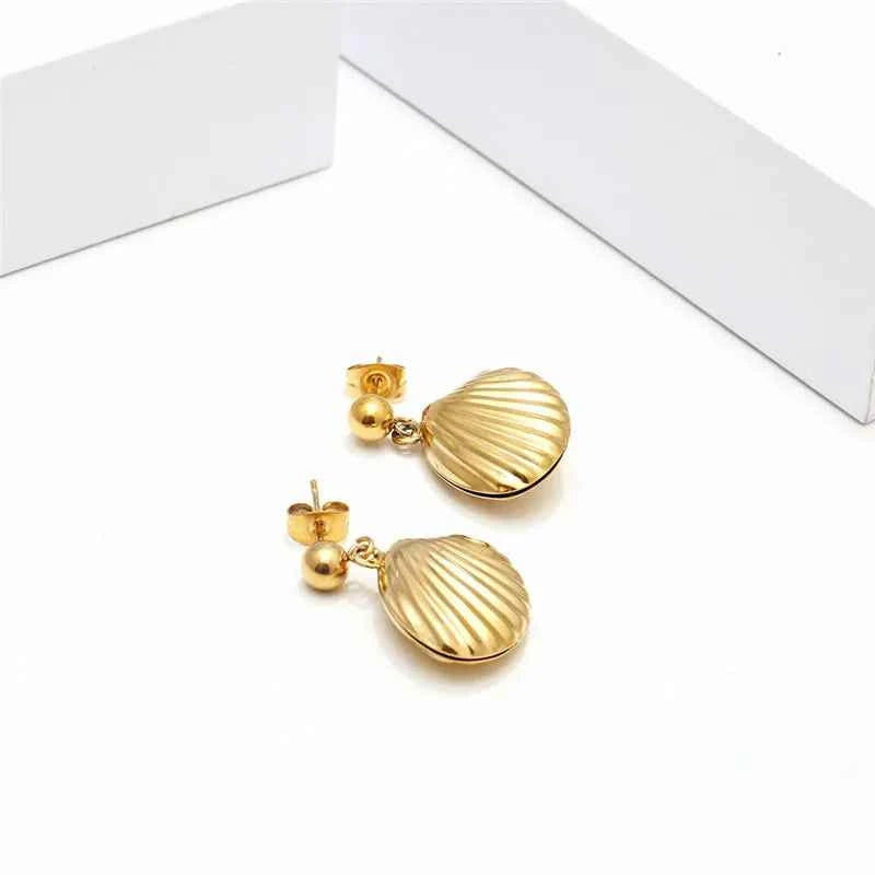 Summer Beach Double-layer Shell Necklace Earrings Set