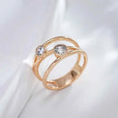 Double-Stone Geometric White Zircon Ring