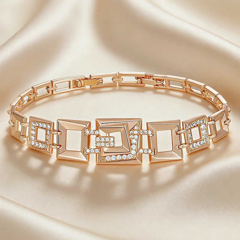 Geometric Zircon Link Statement Bracelet - SEIYI