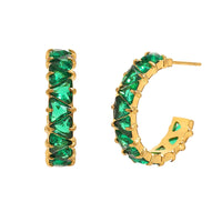 Triangular Crystal C-Hoop Earrings