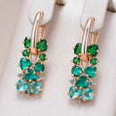 Rose Gold Ombre Green Zircon Drop Earrings