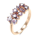Rose Gold Purple Zircon Cluster Cocktail Ring