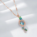 Peacock Enamel & Blue Zircon Pendant Necklace - SEIYI