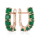 Rose Gold Green Zircon Half-Hoop Earrings