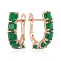 Rose Gold Green Zircon Half-Hoop Earrings