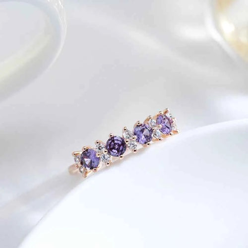 Purple & White Zircon Half Eternity Ring