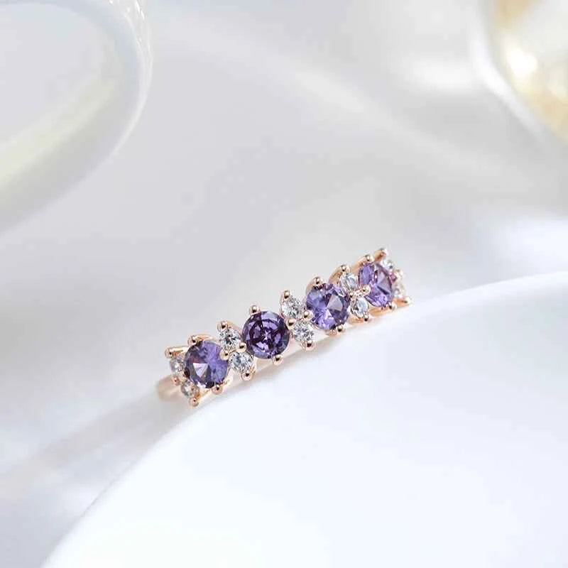 Purple & White Zircon Half Eternity Ring