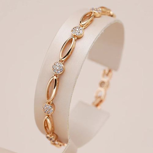 Rose Gold Oval Link Zircon Bracelet - SEIYI