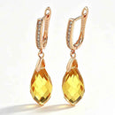 Rose Gold Blue Teardrop Zircon Drop Earrings