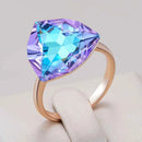 Rose Gold Triangle Colorful Zircon Cocktail Ring