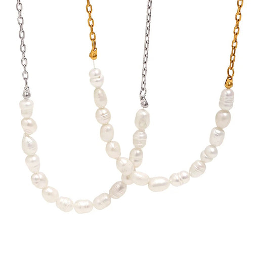 Baroque Pearl Link Choker Necklace - SEIYI
