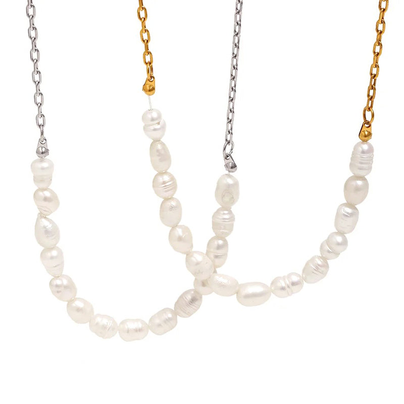 Baroque Pearl Link Choker Necklace - SEIYI
