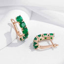 Rose Gold Green Zircon Half-Hoop Earrings