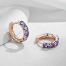Rose Gold Purple Zircon Channel-Set Hoop Earrings