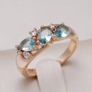 Blue Zircon Trio Rose Gold Statement Ring - SEIYI