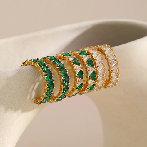 Triangular Crystal C-Hoop Earrings - SEIYI