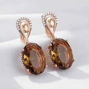 Rose Gold Smoky Topaz-Style Drop Earrings