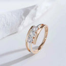 Rose Gold & Silver Tone Three-Stone Zircon Ring