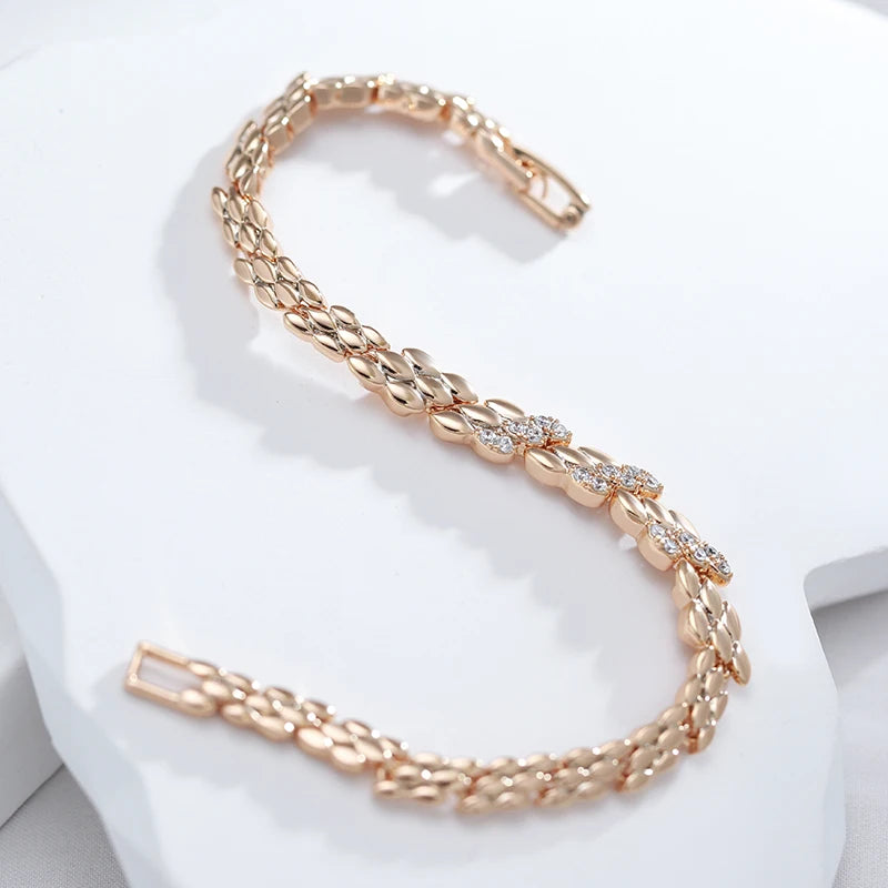 Rose Gold Zircon Pavé Link Bracelet - SEIYI