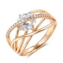 Geometric Cage White Zircon Statement Ring