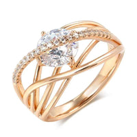 Geometric Cage White Zircon Statement Ring