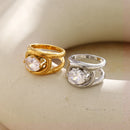 Double Band Oval Crystal Ring - SEIYI