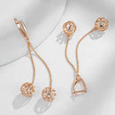 Rose Gold Caged Zircon Tassel Drop Earrings