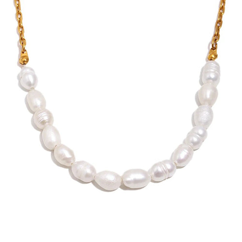 Baroque Pearl Link Choker Necklace - SEIYI