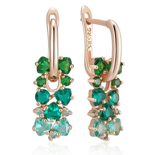 Rose Gold Ombre Green Zircon Drop Earrings