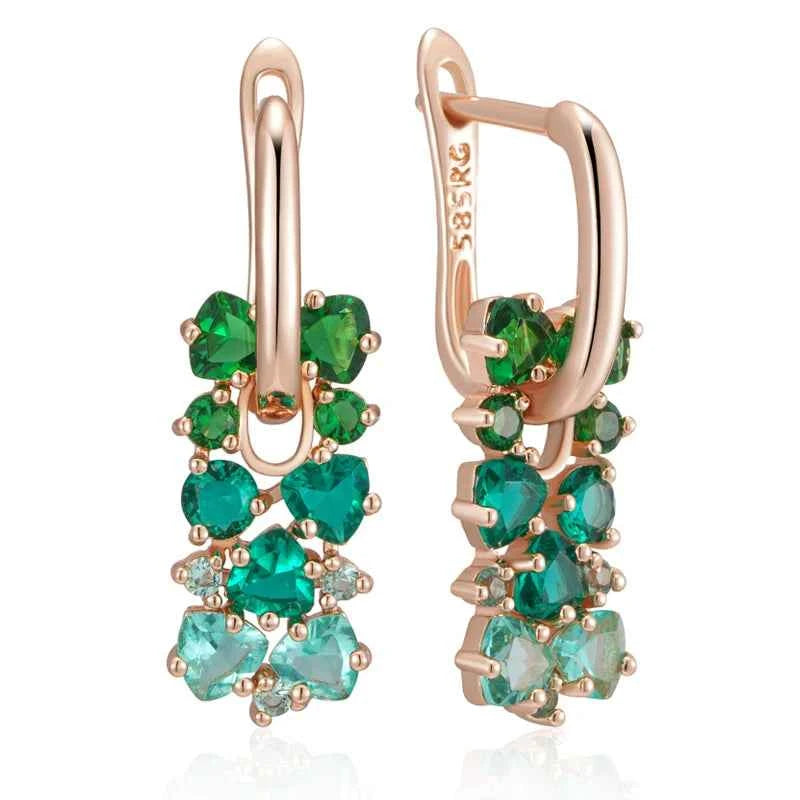 Rose Gold Ombre Green Zircon Drop Earrings