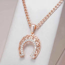 Ornate Horseshoe Zircon Pendant Necklace