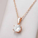 Rose Gold Solitaire Round Zircon Pendant Necklace