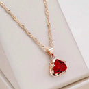 Rose Gold Red Triangle Zircon Pendant Necklace