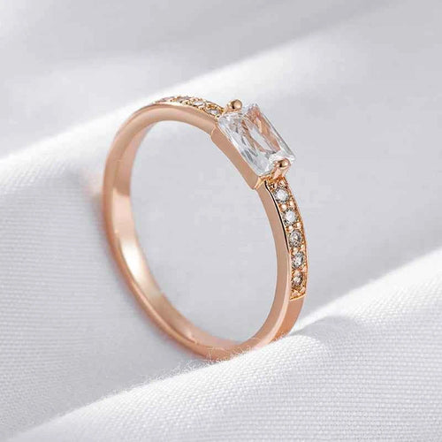 Emerald-Cut White Zircon Half-Eternity Ring