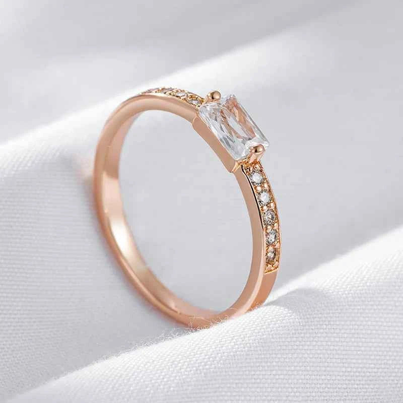 Emerald-Cut White Zircon Half-Eternity Ring