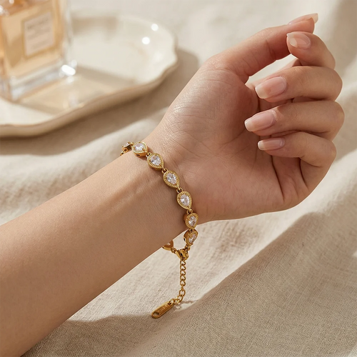 Teardrop Crystal Linked Bracelet - SEIYI