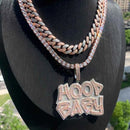 Iced Out Bling Letter Hood Baby Pendant Necklace