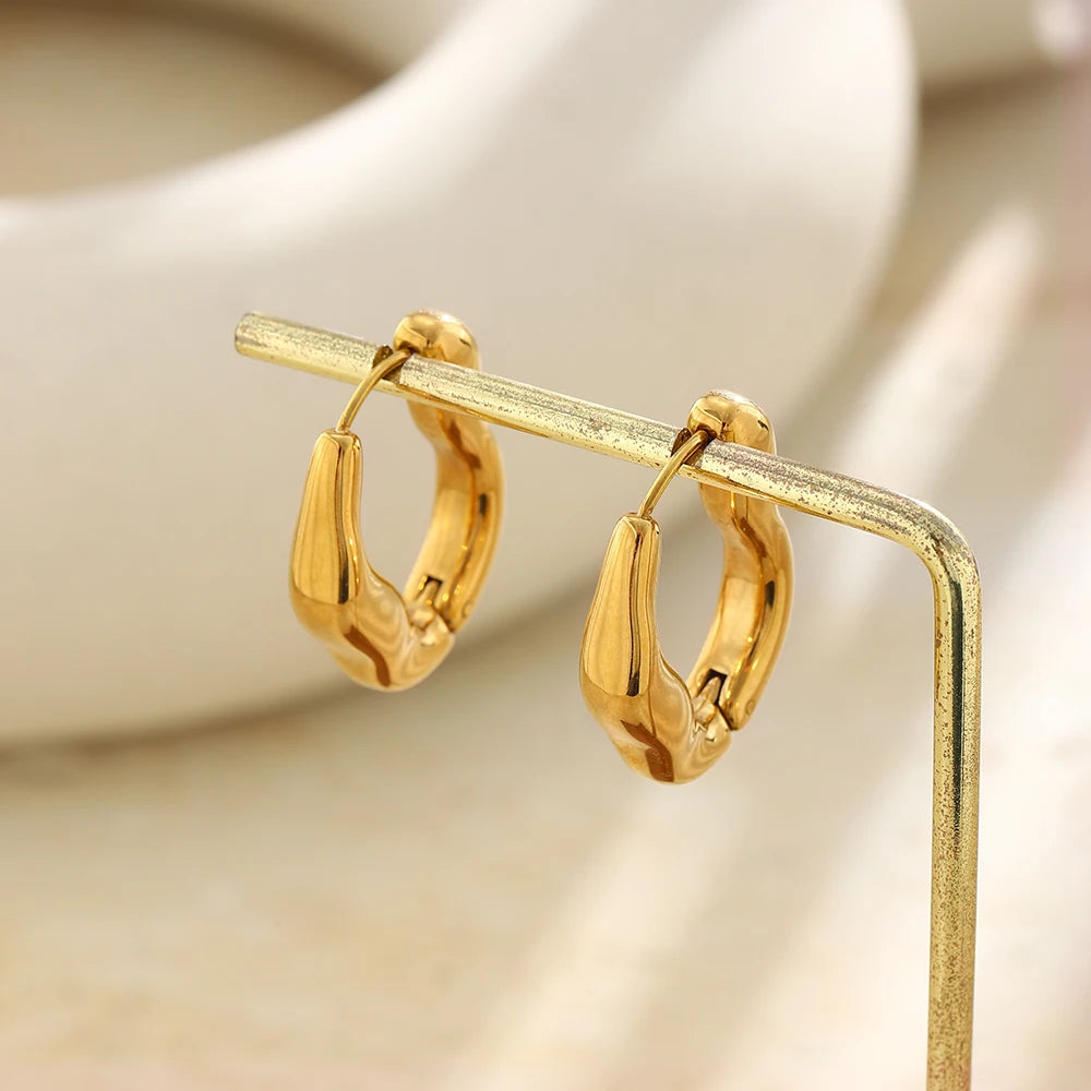 Wavy Irregular Metal Hoop Earrings - SEIYI