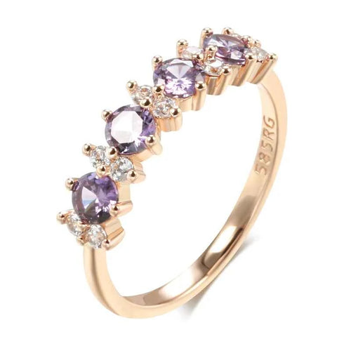 Purple & White Zircon Half Eternity Ring