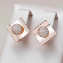 Rose Gold Diamond-Shaped Zircon Drop Earrings