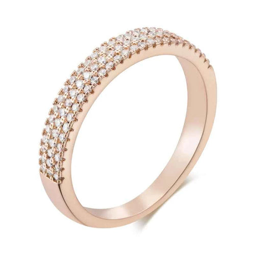 Double-Row Pavé White Zircon Rose Gold Band