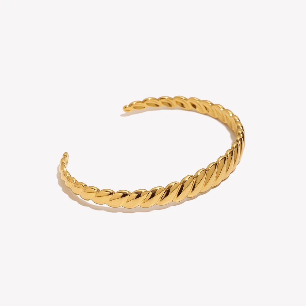 Twisted Open Cuff Bangle Bracelet - SEIYI