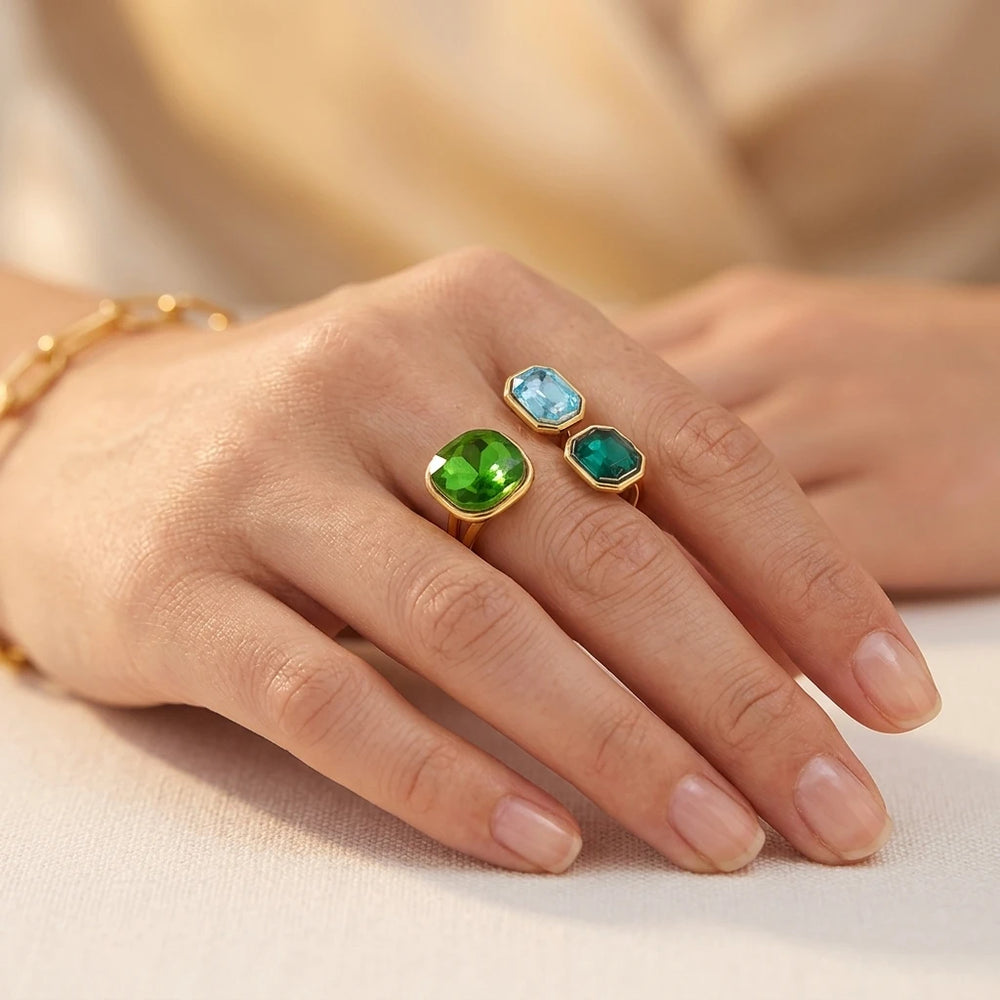Triple Stone Open Cocktail Ring