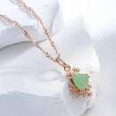 Rose Gold Floral Green Zircon Pendant Necklace