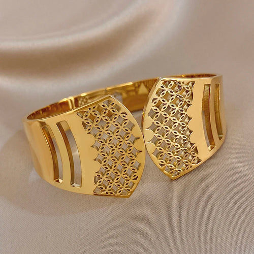 Hollow Carved Wide Statement Cuff - SEIYI