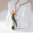 Rose Gold Green Zircon Lizard Pendant Necklace